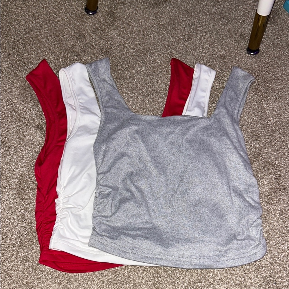 NEW - Set of Three Tank Tops - Gray, White, and Red